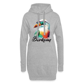 Borkum Urlaub coole bunte Möwe mit Sonnenbrille - Hoodie-Kleid - Grau meliert - Vorne
