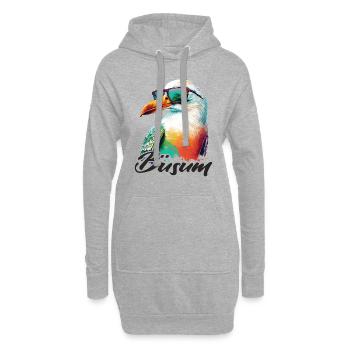 Büsum Urlaub coole bunte Möwe mit Sonnenbrille - Hoodie-Kleid - Grau meliert - Vorne