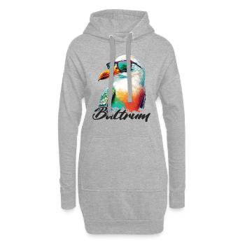 Baltrum Urlaub coole bunte Möwe mit Sonnenbrille - Hoodie-Kleid - Grau meliert - Vorne