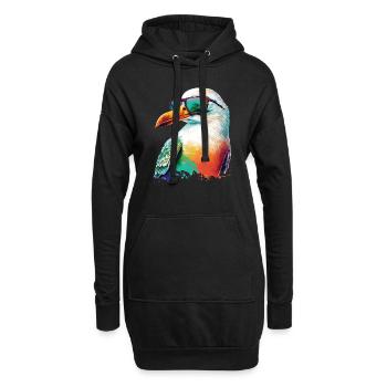 Coole farbige Möwe mit Sonnenbrille Sommer Urlaub - Hoodie-Kleid - Schwarz - Vorne