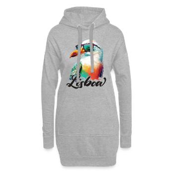 Mouette de vacances Lisboa Portugal avec lunettes de soleil - Sweat-shirt à capuche long Femme - gris chiné - Devant