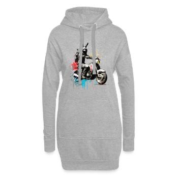 Graffiti lapin sur scooter moto - Sweat-shirt à capuche long Femme - gris chiné - Devant