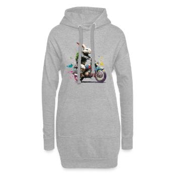 Graffiti lapin sur scooter moto - Sweat-shirt à capuche long Femme - gris chiné - Devant