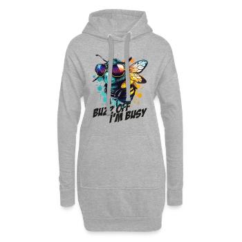 Hummel mit Sonnenbrille Buzz Off I'm Busy - Hoodie-Kleid - Grau meliert - Vorne