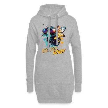 Graffiti Hummel mit Sonnenbrille Bee Cool Honey - Hoodie-Kleid - Grau meliert - Vorne