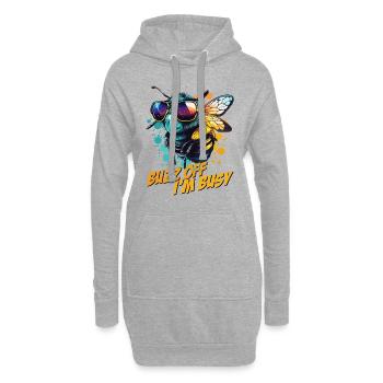 Hummel mit Sonnenbrille Buzz Off I'm Busy - Hoodie-Kleid - Grau meliert - Vorne