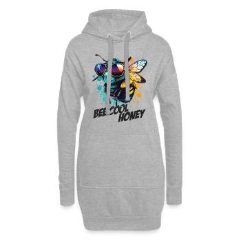 Graffiti Hummel mit Sonnenbrille Bee Cool Honey - Hoodie-Kleid - Grau meliert - Vorne