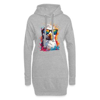 Möwe Sonnenbrille Sommer Urlaub bunt - Hoodie-Kleid - Grau meliert - Vorne