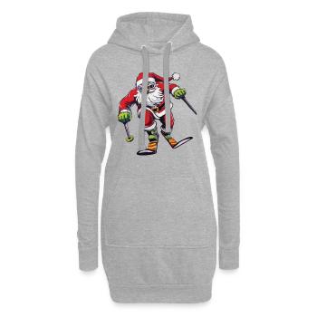 Ski Santa Clause Weihnachtsmann - Hoodie-Kleid - Grau meliert - Vorne