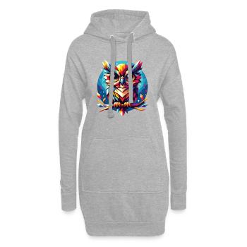 Polygon Eule geometrisch - Hoodie-Kleid - Grau meliert - Vorne