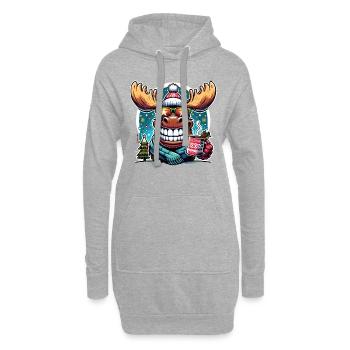 Elch Rentier Weihnachten Glühwein trinken - Hoodie-Kleid - Grau meliert - Vorne