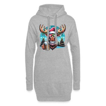 Elch Rentier Weihnachten Bier - Hoodie-Kleid - Grau meliert - Vorne