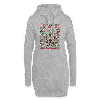 Elfen tanzen Yoga Ugly Christmas Sweater - Hoodie-Kleid - Grau meliert - Vorne