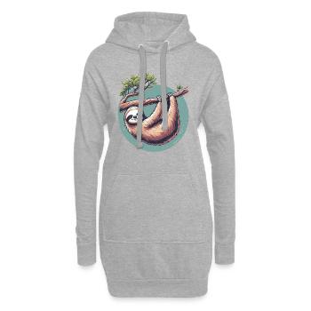 Entspanntes Faultier Gelassenheit am Baum - Hoodie-Kleid - Grau meliert - Vorne