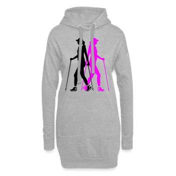 Nordic Walking Frau Silhouette - Hoodie-Kleid - Grau meliert - Vorne