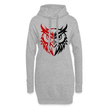 Eule Tier - Hoodie-Kleid - Grau meliert - Vorne