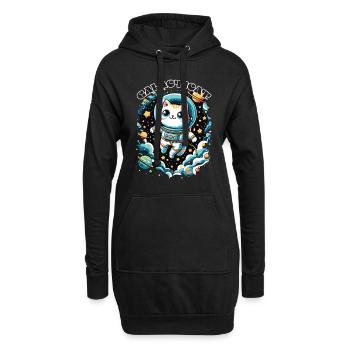 Galacticat Kätzchen Astronaut Weltraum Katze - Hoodie-Kleid - Schwarz - Vorne