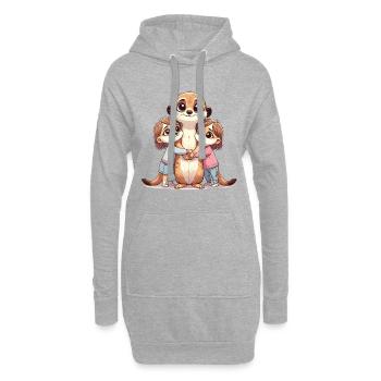 Meerkat Family Mom and Kids Hug Love - Hoodie Dress - heather grey - Front