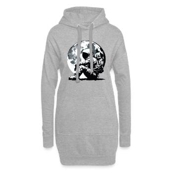 Astronaut sitzt vor dem Mond Raumfahrer Streetart - Hoodie-Kleid - Grau meliert - Vorne