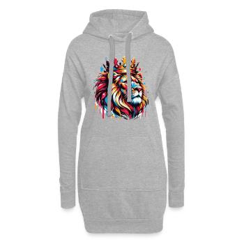 Bunter König Löwe Graffiti Streetart Style - Hoodie-Kleid - Grau meliert - Vorne