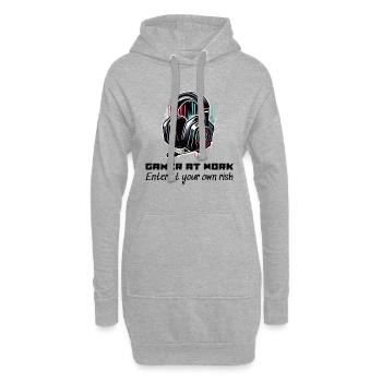 Gamer at work Enter at your own risk Beruf Arbeit - Hoodie-Kleid - Grau meliert - Vorne