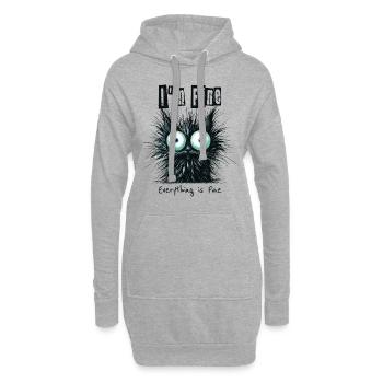 Zerzauste Katze I'm Fine Everything is Fine - Hoodie-Kleid - Grau meliert - Vorne