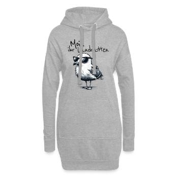 Moin ihr Landratten Lustiger Möwe Spruch - Hoodie-Kleid - Grau meliert - Vorne