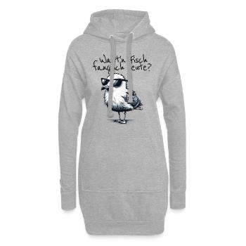 Watt’n Fisch fang ich heute Coole Möwe Spruch - Sweat-shirt à capuche long Femme - gris chiné - Devant