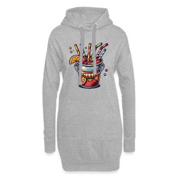 Seau de sangria coloré Seau à boire Majorque - Sweat-shirt à capuche long Femme - gris chiné - Devant
