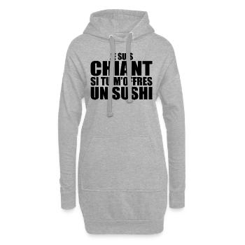 Homme qui adore : Sushi. Design Drôle Humour - Sweat-shirt à capuche long Femme - gris chiné - Devant