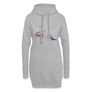 3D Delphin - Hoodie-Kleid - Grau meliert - Vorne
