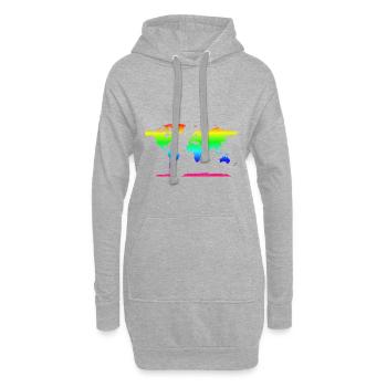 Regenbogen Weltkarte Tshirt One Planet Erde - Hoodie-Kleid - Grau meliert - Vorne