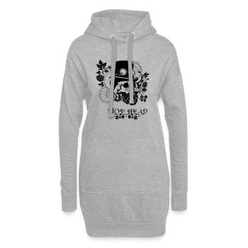 Hop-Kopf-Schädel - Hoodie-Kleid - Grau meliert - Vorne