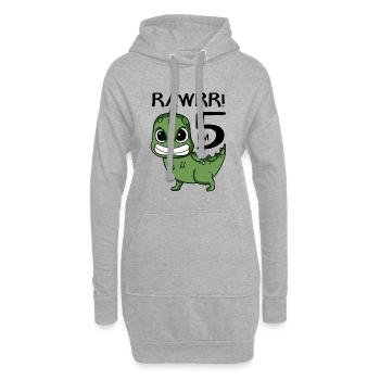 5. Geburtstag Dinosaurier - 5. Klasse Geschenk - Hoodie-Kleid - Grau meliert - Vorne