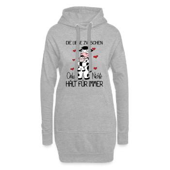 Onkel Nichte Liebe Spruch Kuh Kühe Familie - Hoodie-Kleid - Grau meliert - Vorne