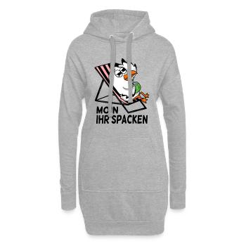 Möwe am Strand - Moin Ihr Spacken - Hoodie-Kleid - Grau meliert - Vorne