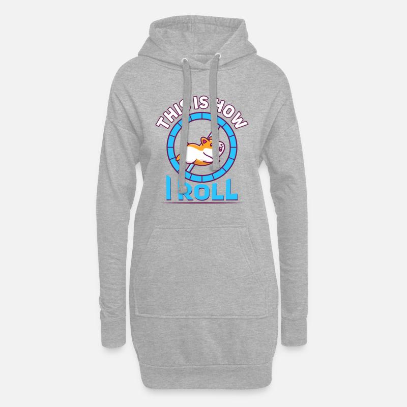 Funny this is how i roll hamster, Hamster, Roll - Hoodie-Kleid - Grau meliert