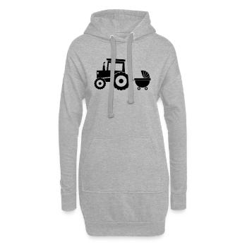 Tracteur avec baby-voiture - Sweat-shirt à capuche long Femme - gris chiné - Devant