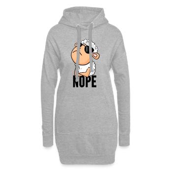Mouton nope drôle - Sweat-shirt à capuche long Femme - gris chiné - Devant
