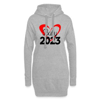 Bébé 2023 - Nouveau-né 2023 Cadeau bébé - Sweat-shirt à capuche long Femme - gris chiné - Devant