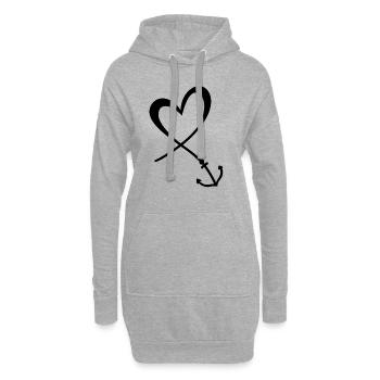 Herz Anker - Hoodie-Kleid - Grau meliert - Vorne