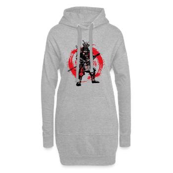 Samurai Japanischer Krieger Blutmond Design - Hoodie-Kleid - Grau meliert - Vorne