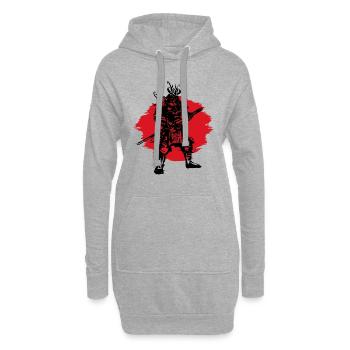 Samurai Japanischer Krieger Blutmond Design - Hoodie-Kleid - Grau meliert - Vorne
