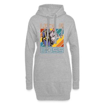 Comme un patron - Drôle de chevalier de poulet disant - Sweat-shirt à capuche long Femme - gris chiné - Devant