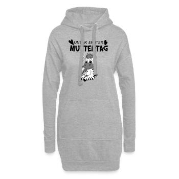Muttertag Geschenk - Unser erster Muttertag - Hoodie-Kleid - Grau meliert - Vorne