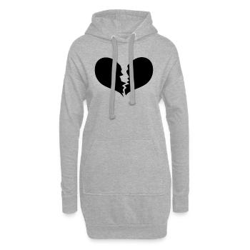Gebrochenes Herz - Hoodie-Kleid - Grau meliert - Vorne