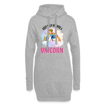Restez calme et montez une licorne licorne - Sweat-shirt à capuche long Femme - gris chiné - Devant
