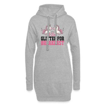 Je mange des paillettes pour le petit déjeuner Licorne - Sweat-shirt à capuche long Femme - gris chiné - Devant