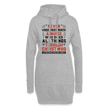 Never underestimate a nurse - Hoodie Dress - heather grey - Front