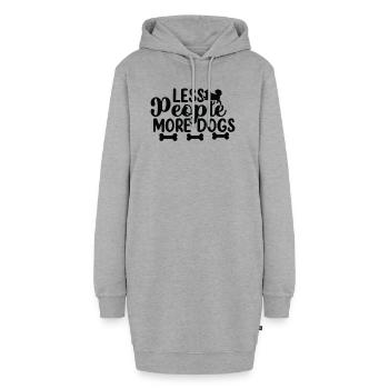 Moins de gens plus de chiens - Sweat-shirt à capuche long Femme - gris chiné - Devant